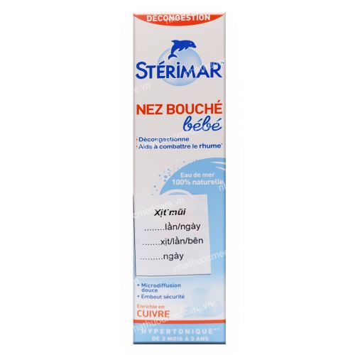 Sterimar Blocked Nose - Xịt muối biển kháng viêm (50ml)